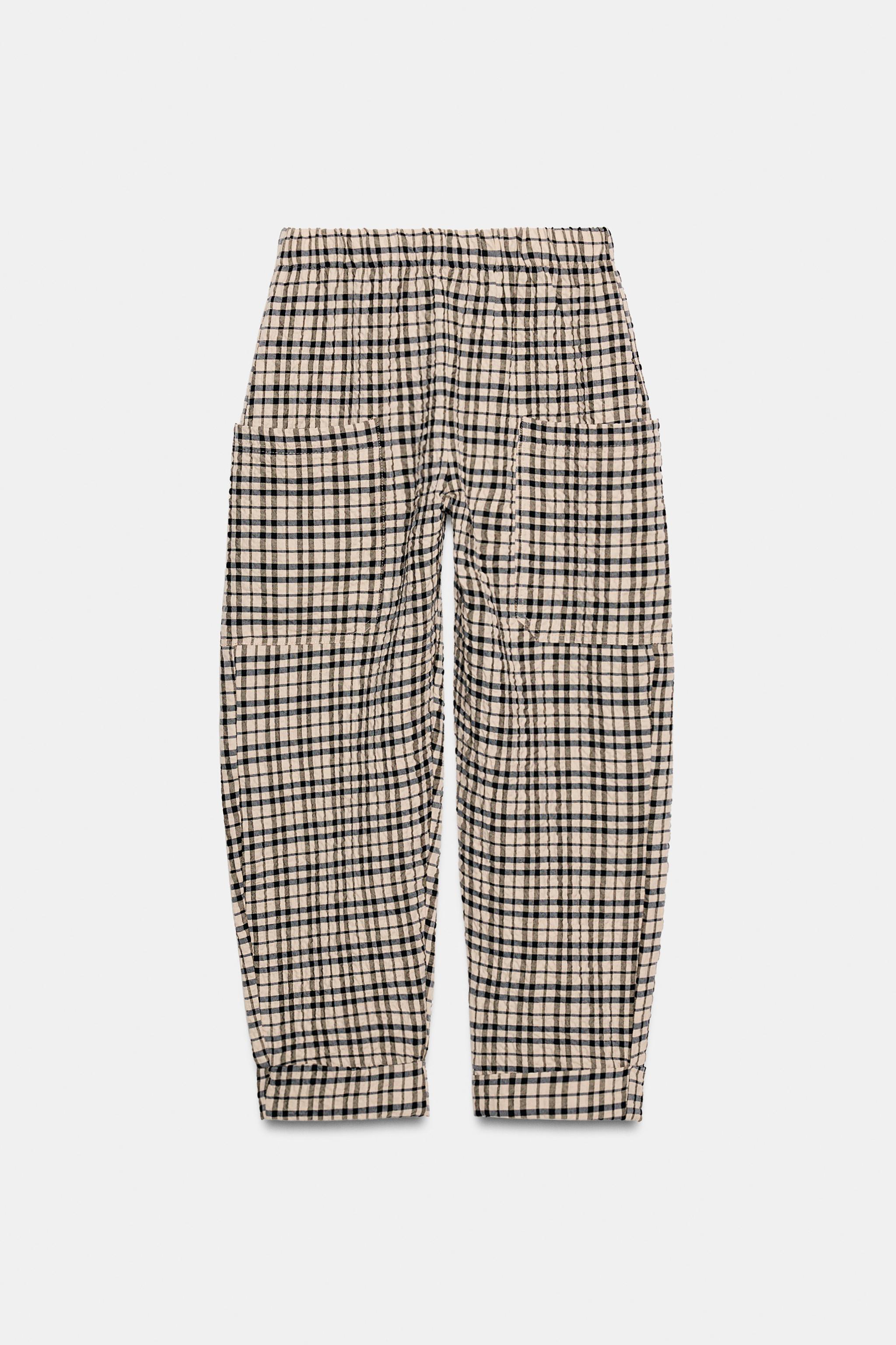 PLAID PANTS WITH ELASTIC WAISTBAND
